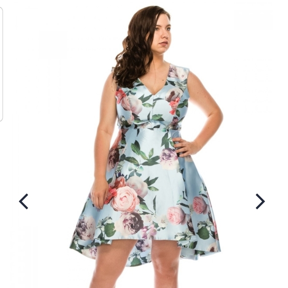 Shelby Nites Plus Size Sky Peony High-low dres NWT - Picture 2 of 4